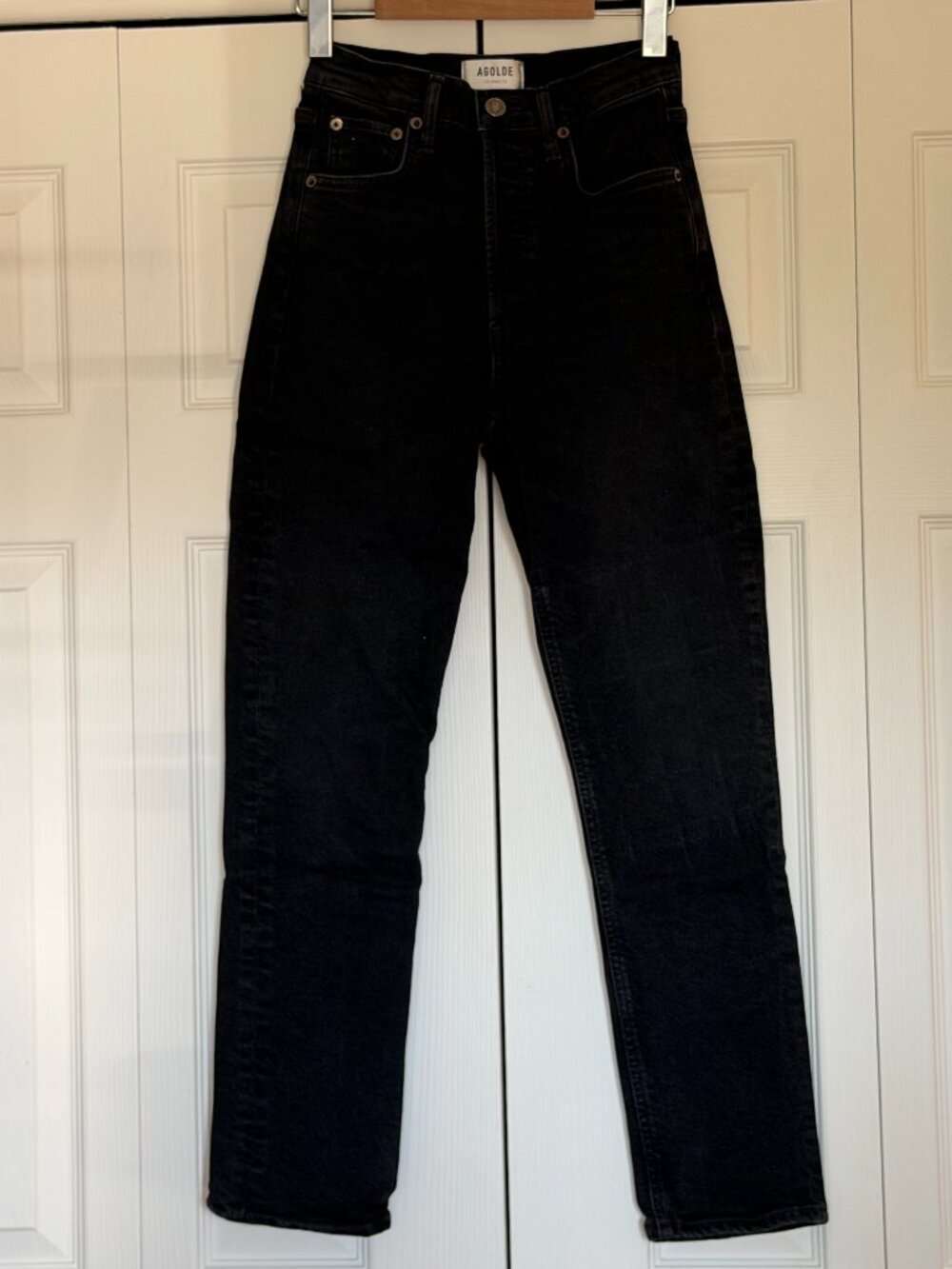 Agolde High Rise Straight premium black denim jeans